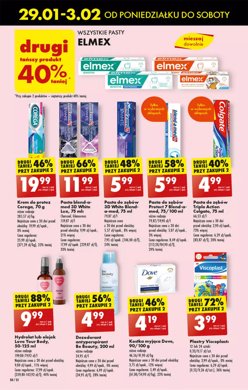 Gazetka promocyjna Biedronka - Od poniedzialku - ważna 29.01 do 03.02.2024 - strona 56 - produkty: Antyperspirant, Be Be, Body, Corega, Dezodorant, Dove, Elmex, Hydrolat, Kostka myjąca, LG, Olej, Pasta do zębów, Viscoplast