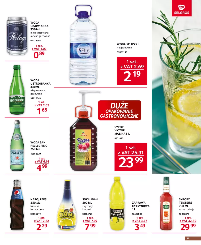 Gazetka promocyjna Selgros - Oferta gastronomiczna - ważna 27.07 do 09.08.2023 - strona 11 - produkty: Cisowianka, Cytryny, Napój, Pepsi, Sok, Syrop, Syropy, Woda