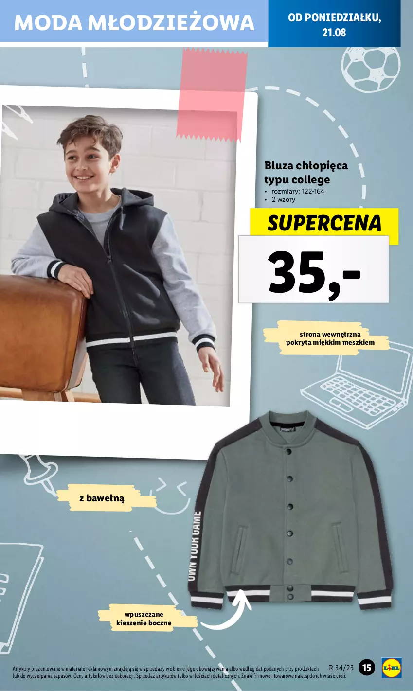 Gazetka promocyjna Lidl - GAZETKA - ważna 21.08 do 27.08.2023 - strona 15 - produkty: Bluza, Moda