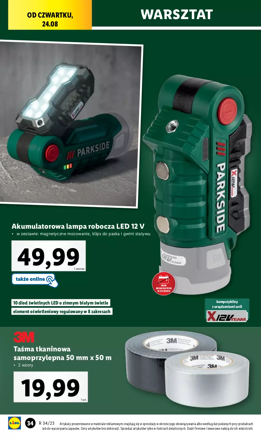 Gazetka promocyjna Lidl - GAZETKA - ważna 21.08 do 27.08.2023 - strona 38 - produkty: Akumulator, Lampa, Lampa robocza LED, Mop, Ser