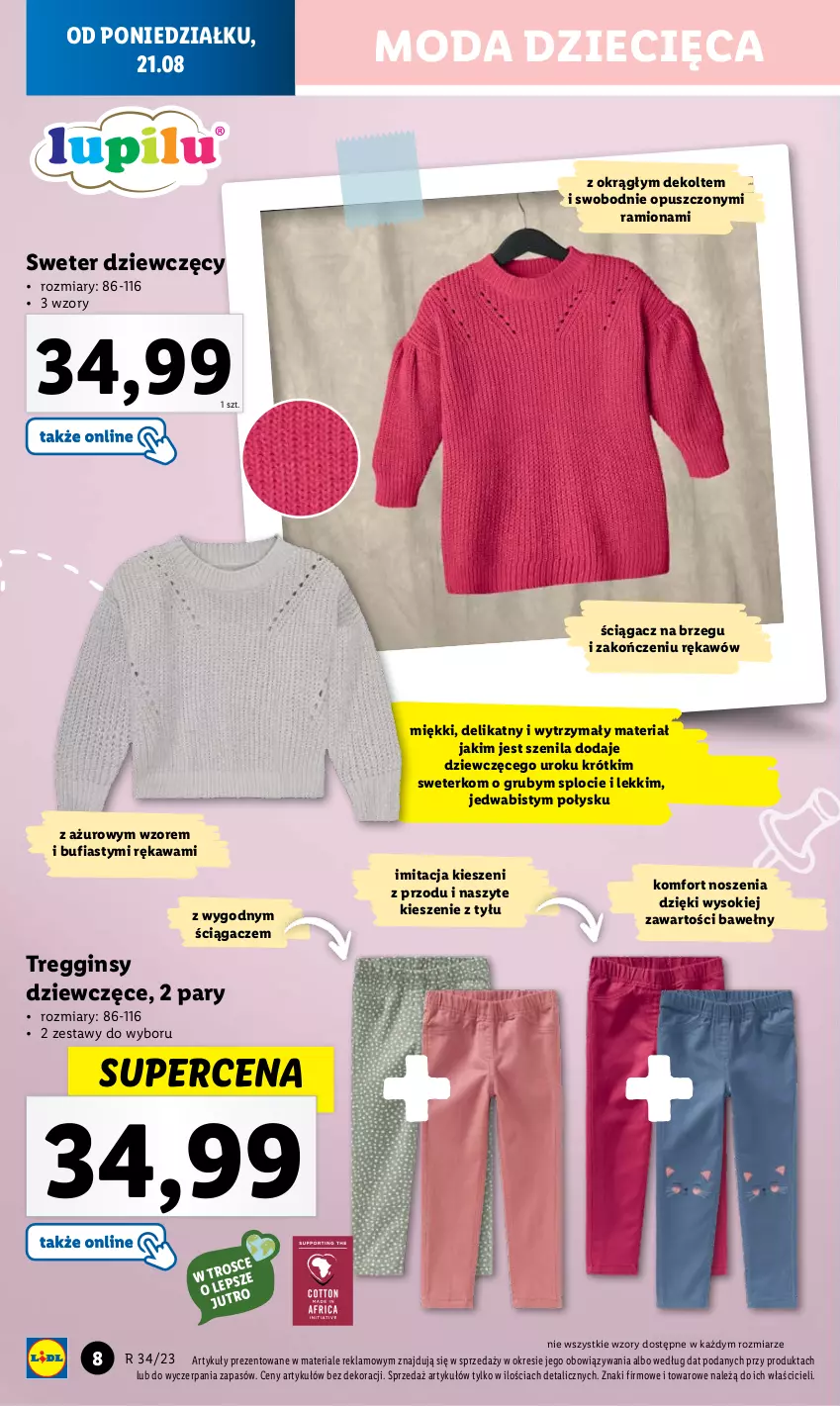 Gazetka promocyjna Lidl - GAZETKA - ważna 21.08 do 27.08.2023 - strona 8 - produkty: Dzieci, Gin, Kawa, Moda, Sok, Sweter