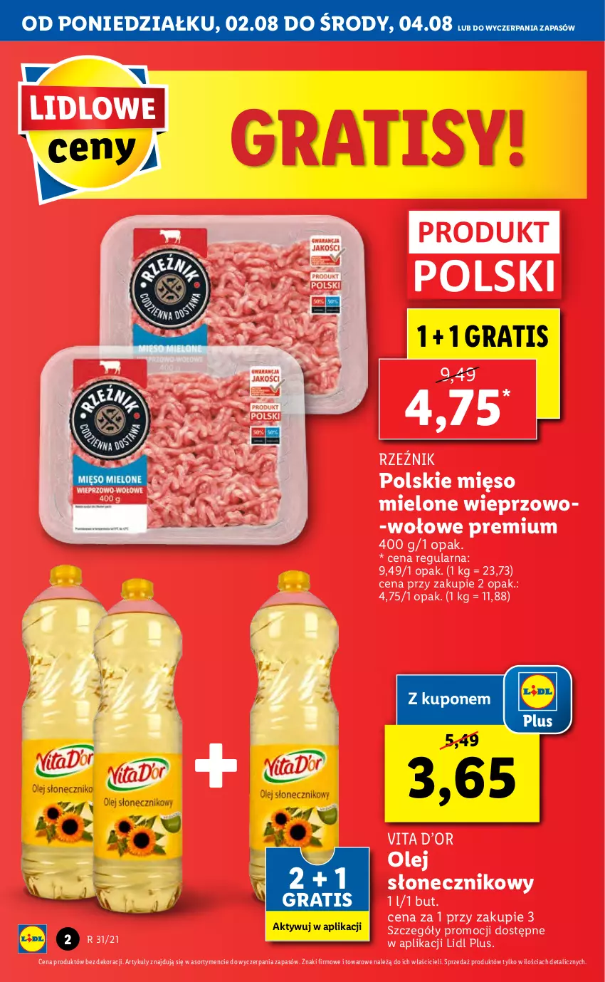 Gazetka promocyjna Lidl - GAZETKA - ważna 02.08 do 04.08.2021 - strona 2 - produkty: Gra, Mięso, Mięso mielone, Olej, Olej słonecznikowy