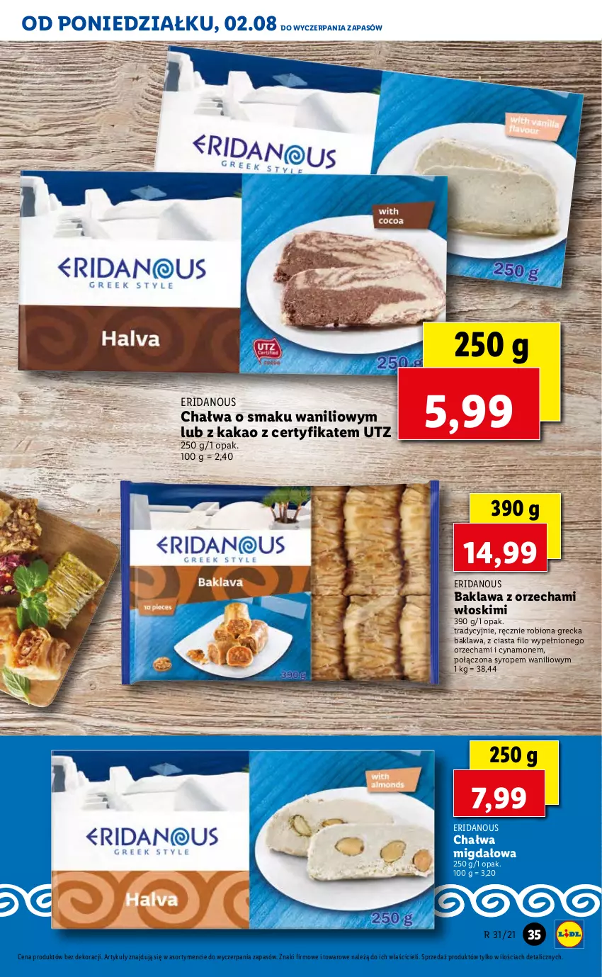 Gazetka promocyjna Lidl - GAZETKA - ważna 02.08 do 04.08.2021 - strona 35 - produkty: Chałwa, Kakao, Syrop