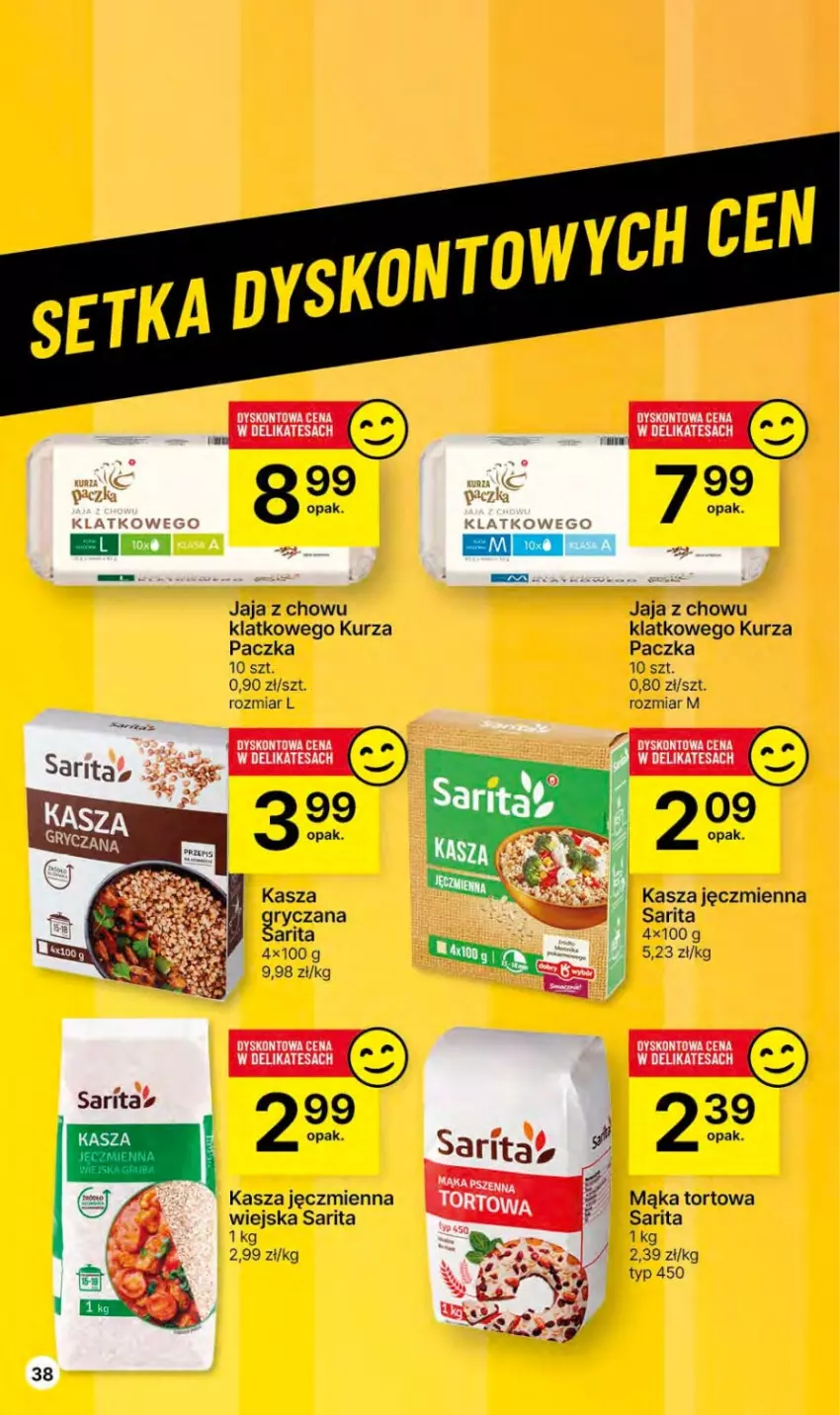 Gazetka promocyjna Delikatesy Centrum - Gazetka DC46 czw-sr - ważna 23.11 do 29.11.2023 - strona 38 - produkty: Jaja, Kasza, Kasza jęczmienna, Mąka, Mąka tortowa, Sarita