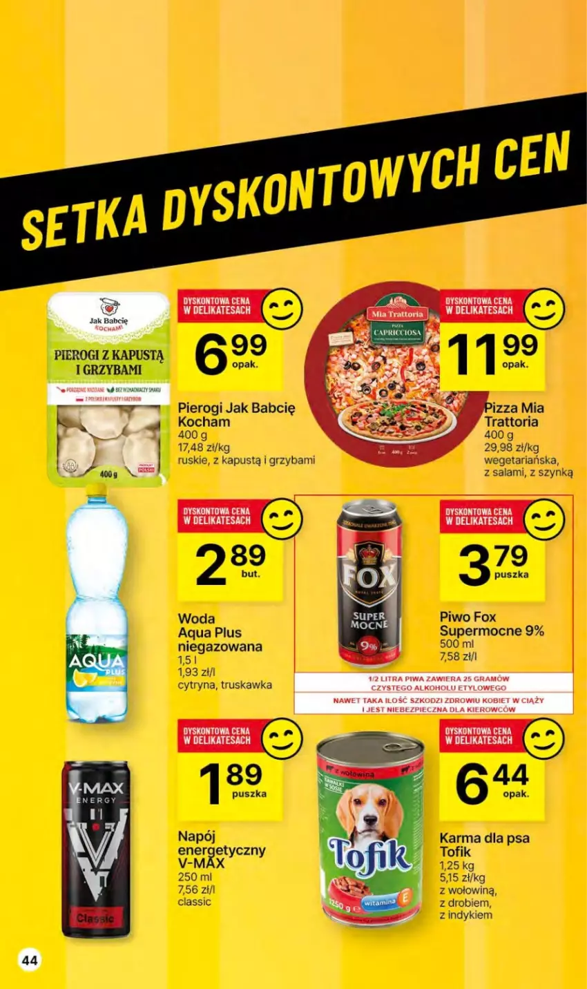 Gazetka promocyjna Delikatesy Centrum - Gazetka DC46 czw-sr - ważna 23.11 do 29.11.2023 - strona 44 - produkty: Kapustą, Koc, Napój, Pierogi, Piwo, Pizza, Salami, Woda