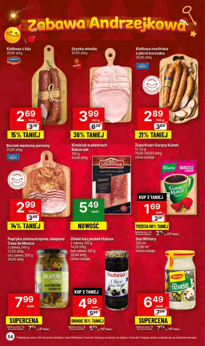 Gazetka promocyjna Delikatesy Centrum - Gazetka DC46 czw-sr - ważna 23.11 do 29.11.2023 - strona 54 - produkty: Boczek, Duck, Kiełbasa, Kindziuk, Knorr, Kubek, Kurczak, Papryka, Rum, Sos, Szynka, Winiary, Zupa