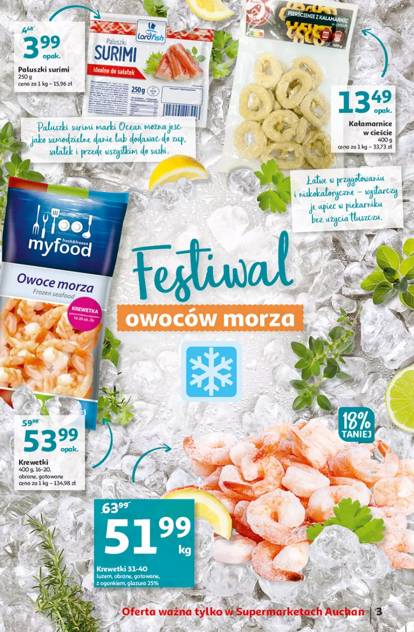 Gazetka promocyjna Auchan - Oszczedzanie z aplikacją Auchan Supermarkety - ważna 23.09 do 29.09.2021 - strona 3 - produkty: Glazura, K2, Krewetki, Lazur, Surimi, Sushi