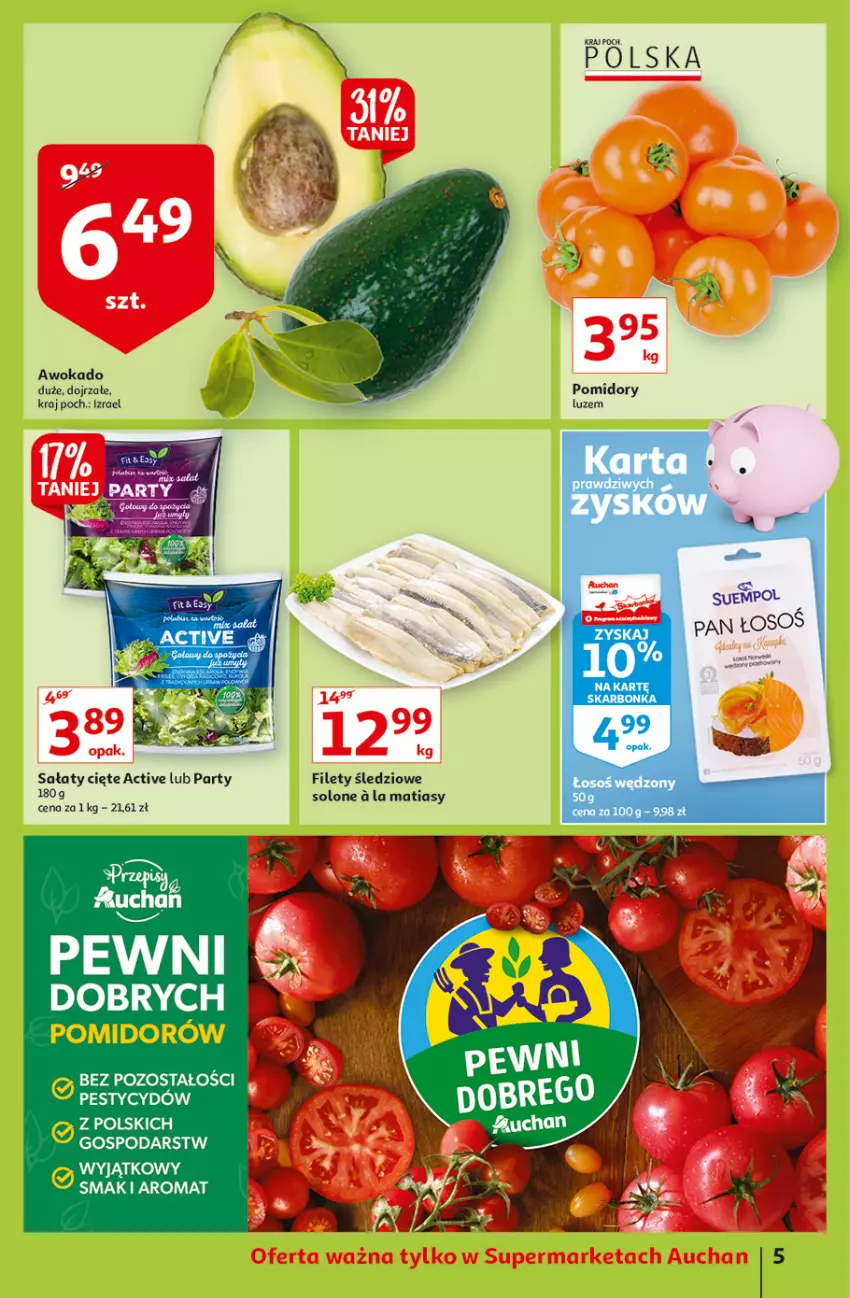 Gazetka promocyjna Auchan - Oszczedzanie z aplikacją Auchan Supermarkety - ważna 23.09 do 29.09.2021 - strona 5 - produkty: Pomidory, Sałat