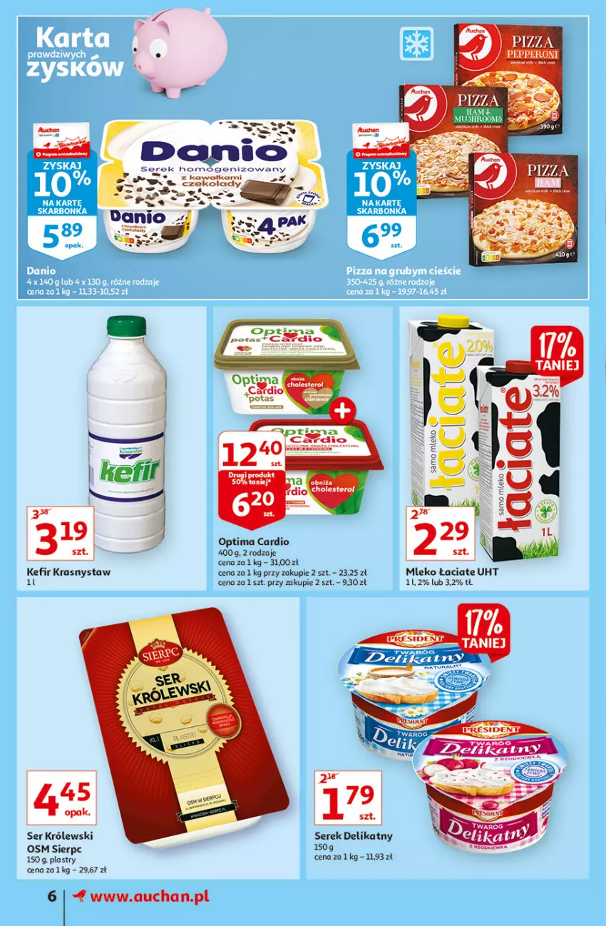 Gazetka promocyjna Auchan - Oszczedzanie z aplikacją Auchan Supermarkety - ważna 23.09 do 29.09.2021 - strona 6 - produkty: Kefir, Królewski, Mleko, Optima, Optima Cardio, Pizza, Ser, Serek