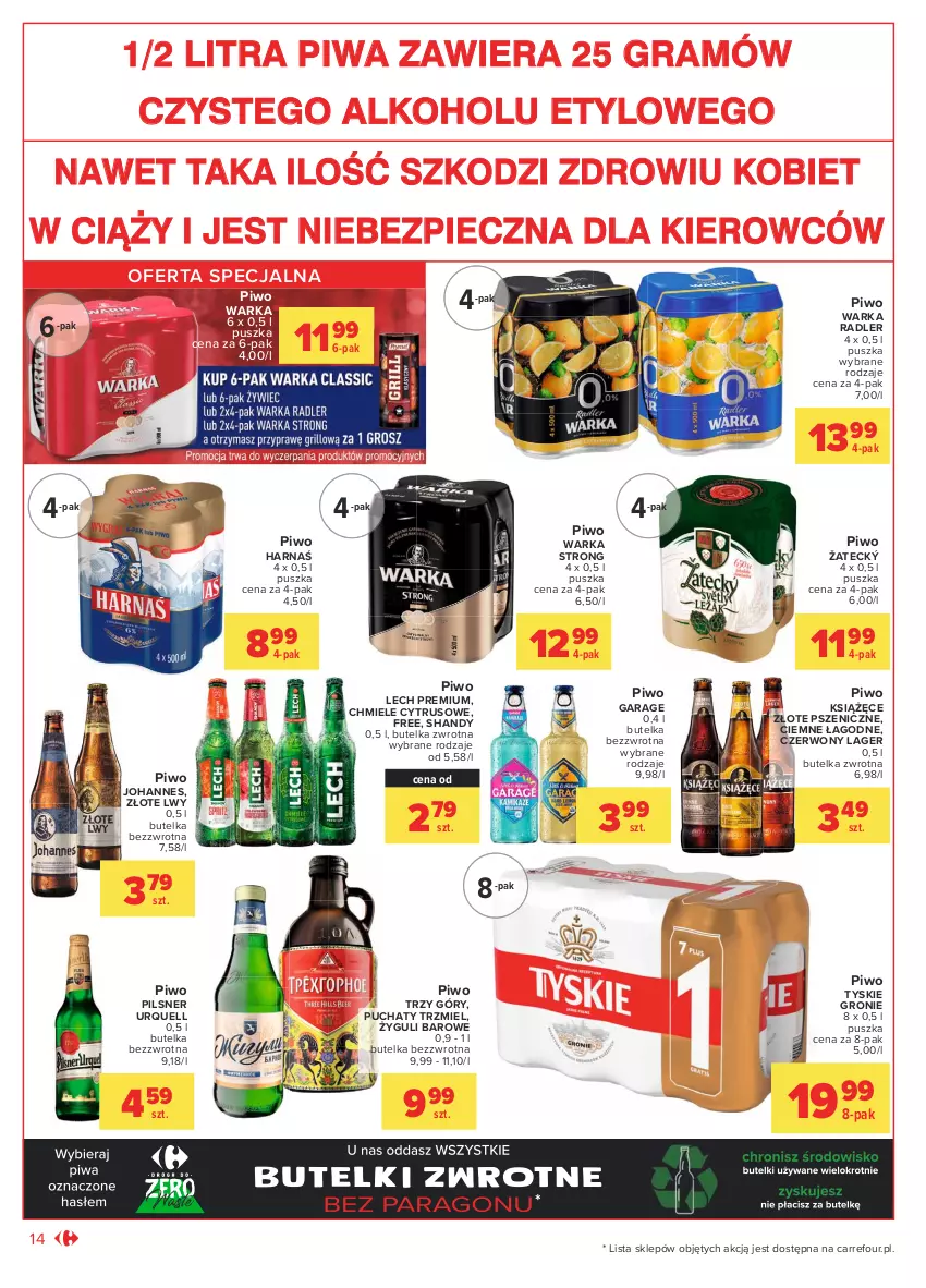 Gazetka promocyjna Carrefour - Gazetka Market - ważna 28.06 do 10.07.2021 - strona 14 - produkty: Gra, Harnaś, Książęce, Lech Premium, Piec, Pilsner Urquell, Piwa, Piwo, Radler, Tyskie, Warka