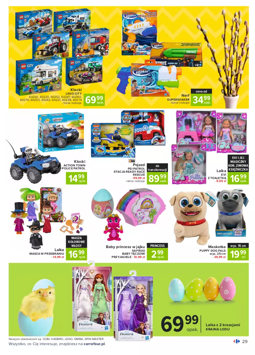 Gazetka promocyjna Carrefour - Gazetka Carrefour - ważna 22.03 do 27.03.2021 - strona 29 - produkty: Hasbro, Klocki, Lalka, LEGO, LEGO City, Nerf, Pojazd, Psi Patrol, Tran