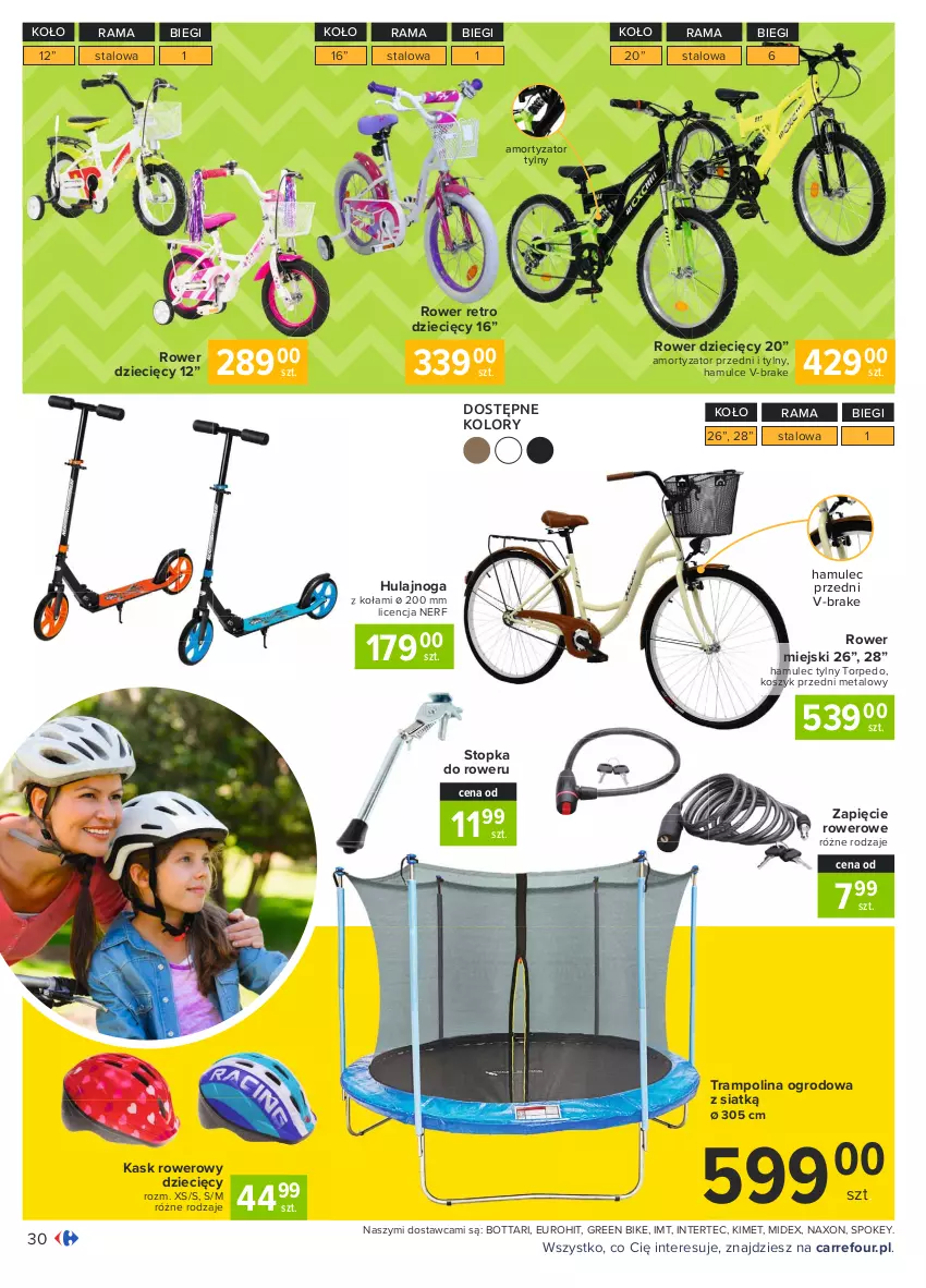 Gazetka promocyjna Carrefour - Gazetka Carrefour - ważna 22.03 do 27.03.2021 - strona 30 - produkty: Dzieci, Hulajnoga, Kask, Kosz, Mule, Nerf, Rama, Rower, Top