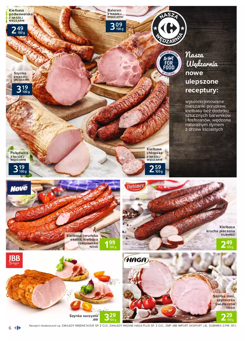 Gazetka promocyjna Carrefour - Gazetka Carrefour - ważna 22.03 do 27.03.2021 - strona 6 - produkty: Kiełbasa, Kiełbasa krucha, Kiełbasa podwawelska, Piec, Polędwica, Por, Sport, Szynka, Wawel