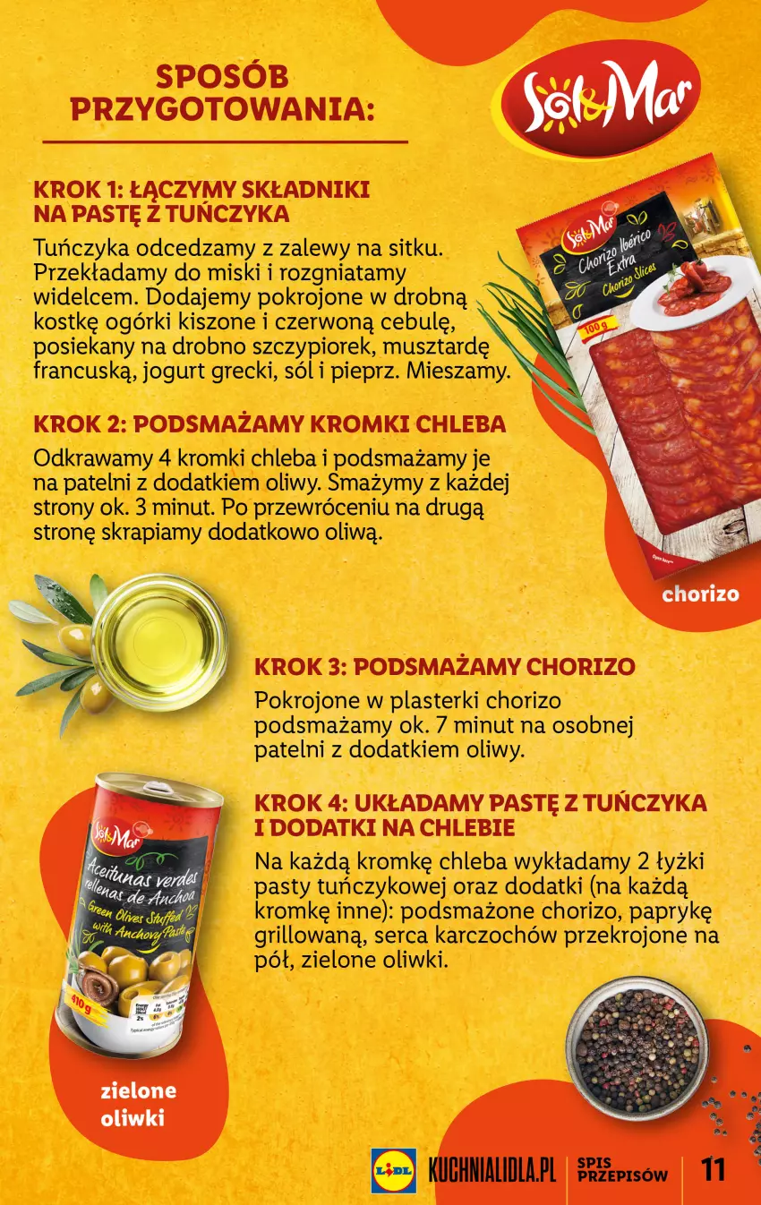 Gazetka promocyjna Lidl - KATALOG SOL&MAR - ważna 24.04 do 30.04.2023 - strona 11 - produkty: Chleb, Grill, Jogurt, Kuchnia, Mus, Oliwki, Pieprz, Plasterki, Ser, Sól, Tuńczyk