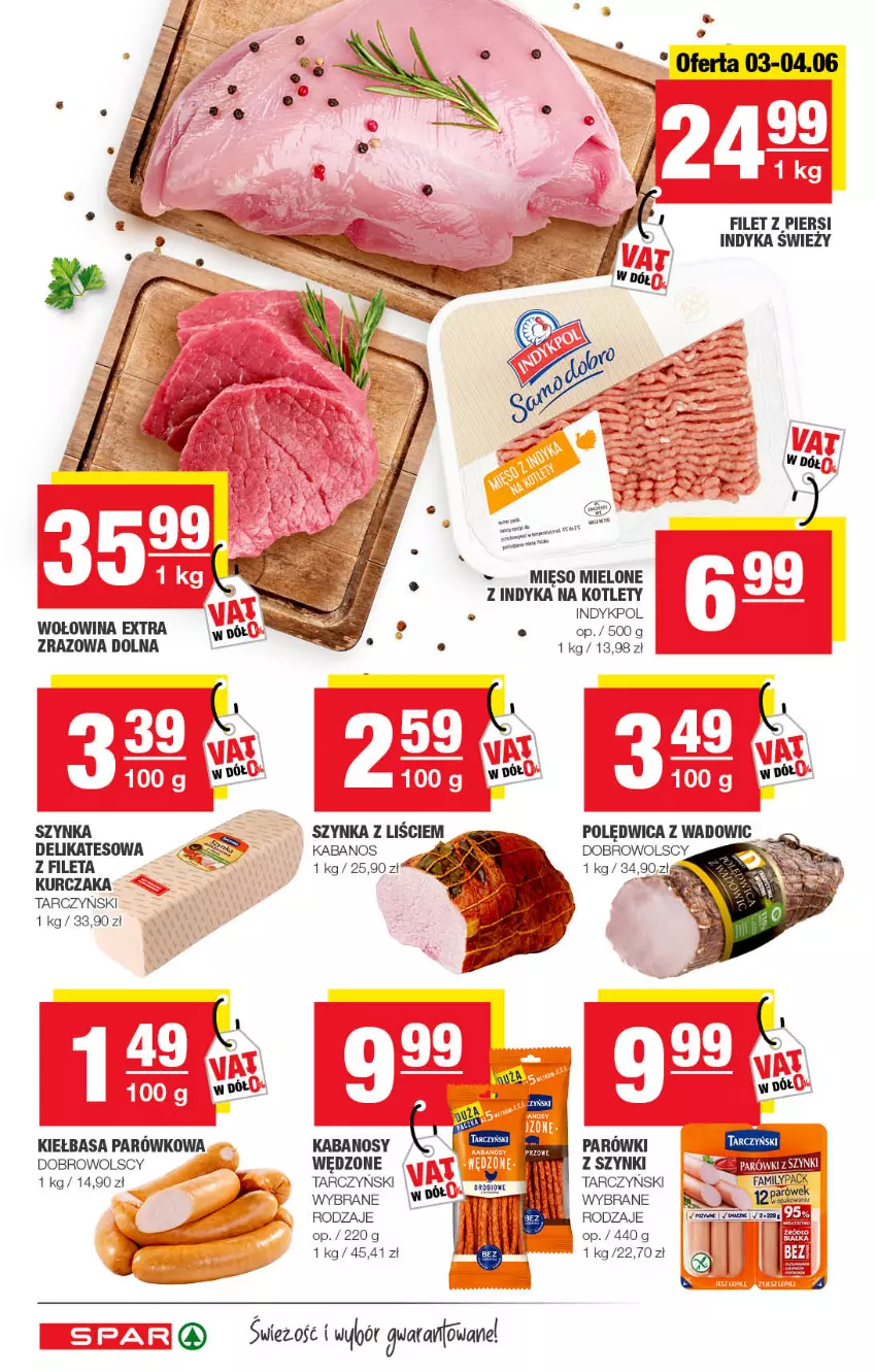 Gazetka promocyjna Spar - Spar - ważna 29.05 do 08.06.2022 - strona 6 - produkty: Fa, Filet z piersi indyka, Kabanos, Kiełbasa, Kotlet, Kurczak, LG, Mięso, Mięso mielone, Parówki, Szynka, Tarczyński, Wołowina