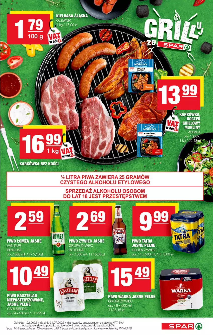 Gazetka promocyjna Spar - Spar - ważna 29.05 do 08.06.2022 - strona 7 - produkty: Boczek, Carlsberg, Kasztelan, Morliny, Olewnik, Piwo, Pur, Tatra, Warka