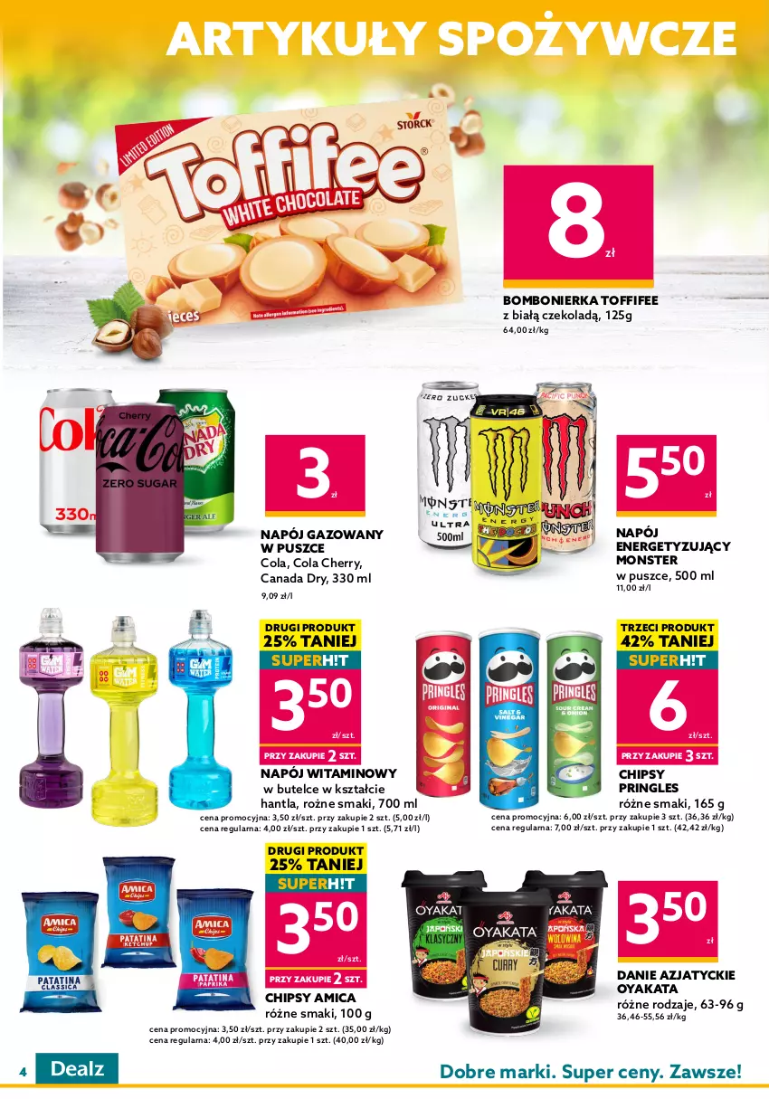 Gazetka promocyjna Dealz - WIELKIE OTWARCIE 07.01.2023 🥳Park Handlowy Hosso, Gryfice - ważna 07.01 do 20.01.2023 - strona 4 - produkty: Amica, Aquafresh, Artykuły spożywcze, Chipsy, Chusteczki, Gillette, Mydło, Mydło w płynie, Napój, Napój gazowany, Nivea, Olej, Palmolive, Pasta do zębów, Pianka do golenia, Pringles, Szampon, Toffifee