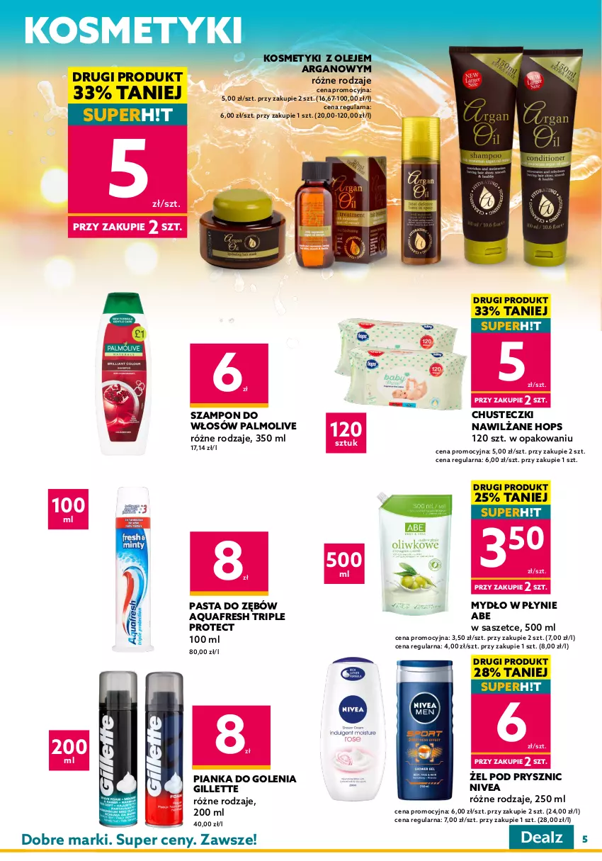 Gazetka promocyjna Dealz - WIELKIE OTWARCIE 07.01.2023 🥳Park Handlowy Hosso, Gryfice - ważna 07.01 do 20.01.2023 - strona 5 - produkty: Amica, Aquafresh, Artykuły spożywcze, Chipsy, Chusteczki, Gillette, Mydło, Mydło w płynie, Napój, Napój gazowany, Nivea, Olej, Palmolive, Pasta do zębów, Pianka do golenia, Pringles, Szampon, Toffifee