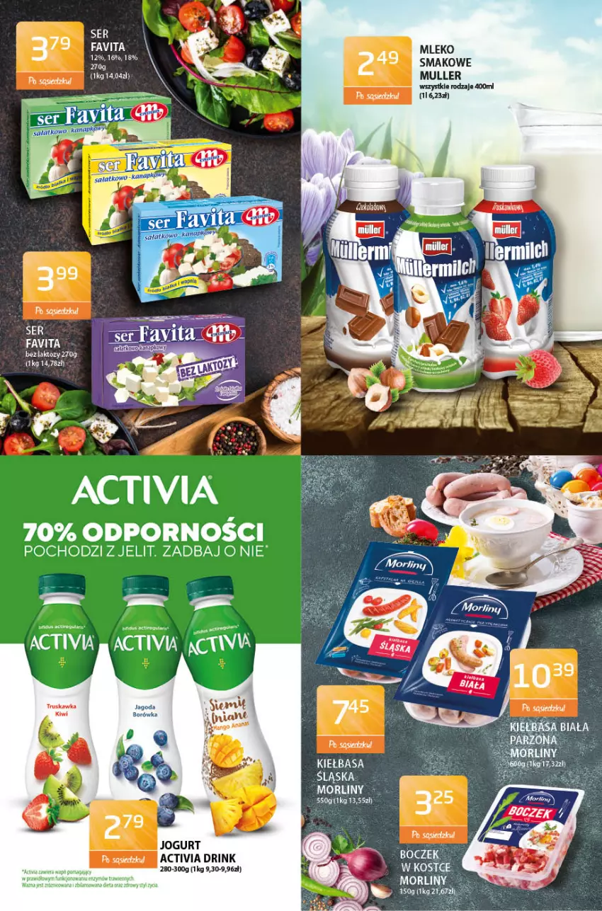 Gazetka promocyjna ABC - Gazetka - ważna 25.03 do 08.04.2021 - strona 4 - produkty: Activia, Boczek, Fa, Favita, Jogurt, Kiełbasa, LG, Mleko, Mleko smakowe, Por, Sos