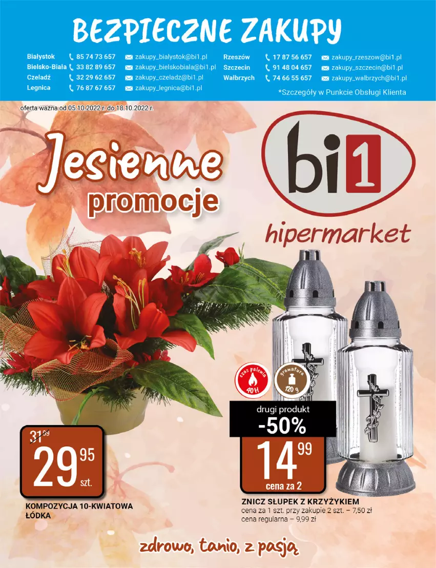 Gazetka promocyjna Bi1 - Jesienne promocje - ważna 05.10 do 18.10.2022 - strona 1 - produkty: Słupek, Znicz