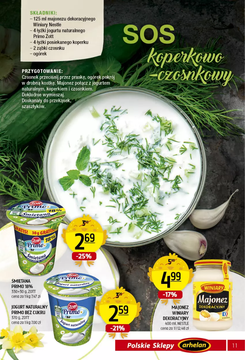 Gazetka promocyjna Arhelan - Gazetka - ważna 15.03 do 03.04.2021 - strona 11 - produkty: Czosnek, Jogurt, Jogurt naturalny, Majonez, Ogórek, Winiary, Zott