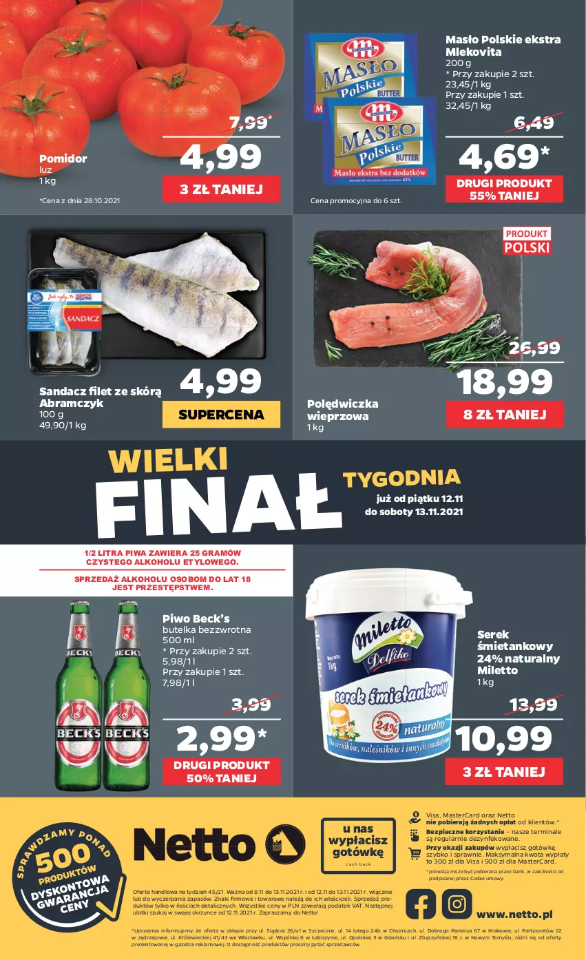 Gazetka promocyjna Netto - Gazetka spożywcza - ważna 08.11 do 13.11.2021 - strona 16 - produkty: Gra, Masło, Mleko, Mlekovita, Piec, Piwa, Piwo, Polędwiczka wieprzowa, Sandacz, Sandacz filet, Ser, Serek