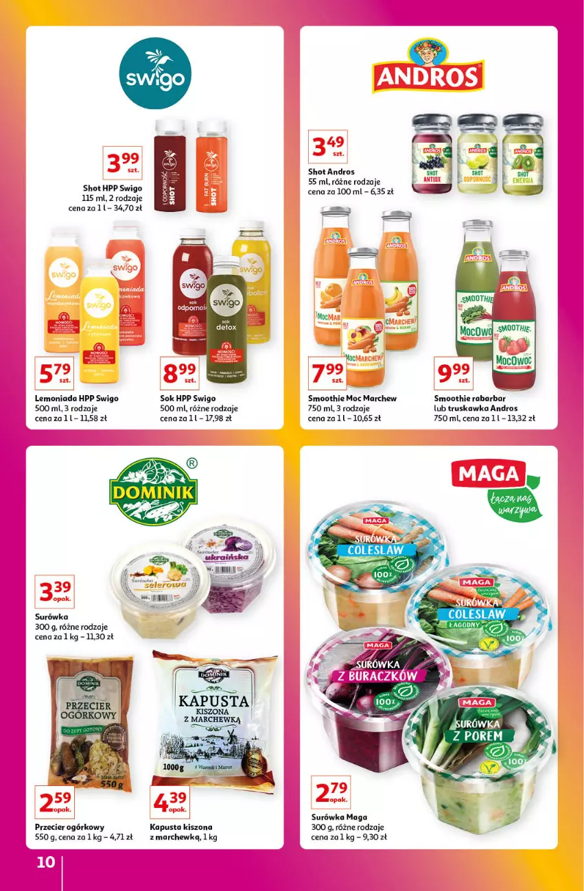 Gazetka promocyjna Auchan - Gazetka Znane Marki Lubiane Hipermarket Auchan - ważna 01.06 do 07.06.2023 - strona 10 - produkty: HP, Lemoniada, Por, Smoothie, Sok, Surówka