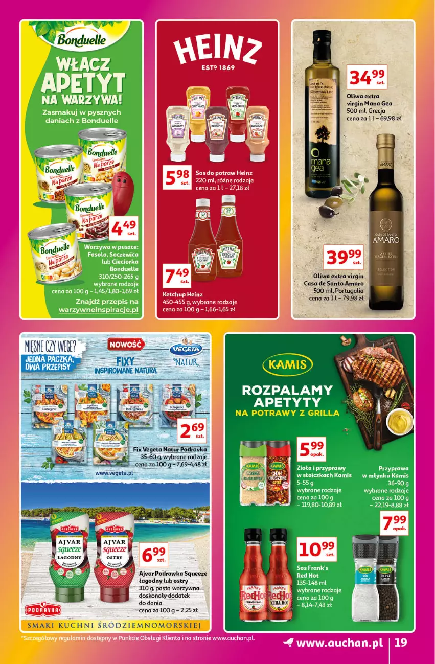 Gazetka promocyjna Auchan - Gazetka Znane Marki Lubiane Hipermarket Auchan - ważna 01.06 do 07.06.2023 - strona 19 - produkty: Bonduelle, Cieciorka, Fa, Fasola, Gin, Grill, Kamis, Orka, Pasta warzywna, Podravka, Por, Przyprawy, Vegeta, Vegeta Natur, Warzywa