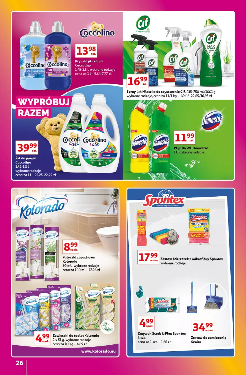 Gazetka promocyjna Auchan - Gazetka Znane Marki Lubiane Hipermarket Auchan - ważna 01.06 do 07.06.2023 - strona 26 - produkty: Cif, Coccolino, Kolorado, Mleczko, Zawieszki