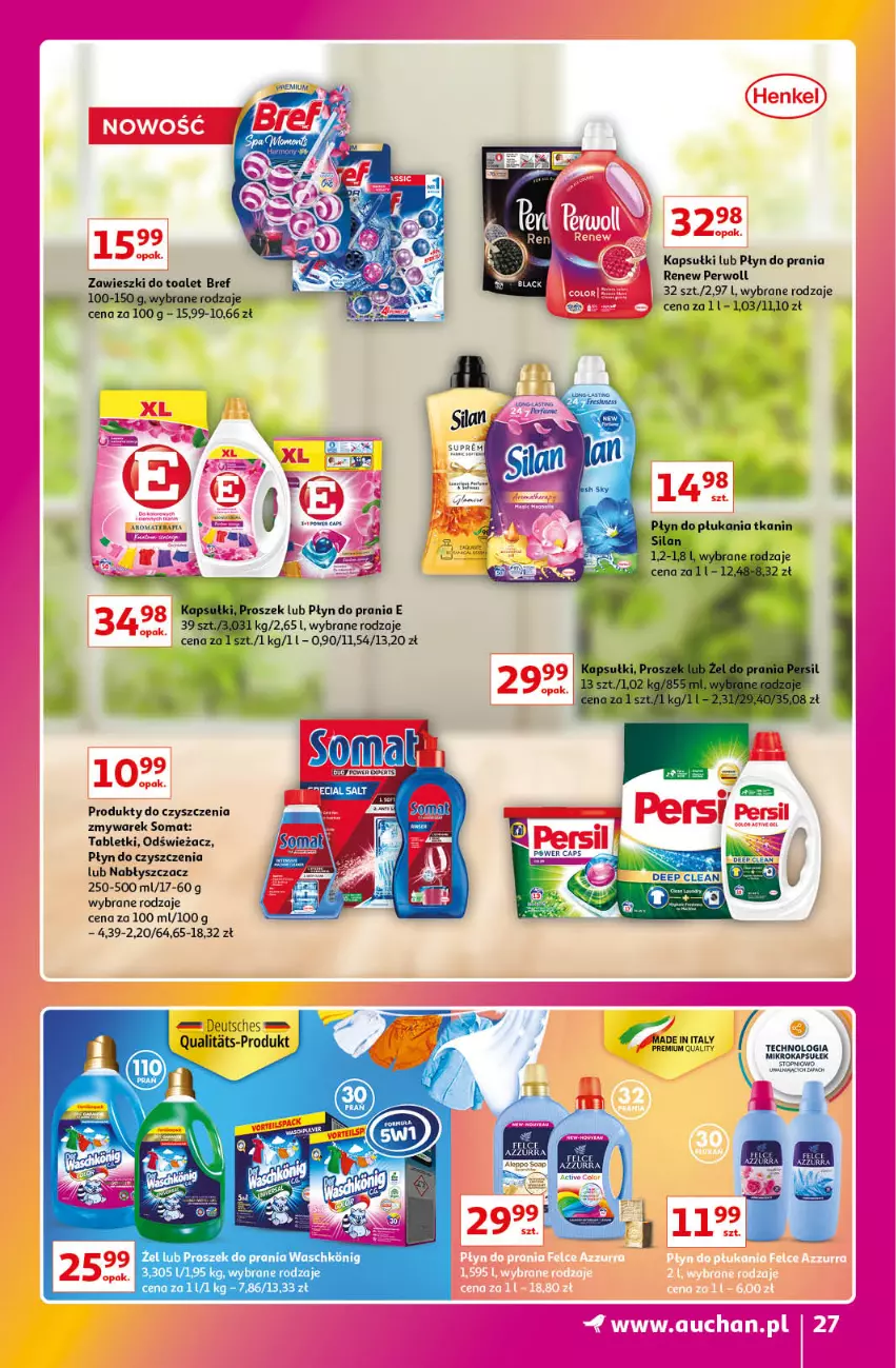 Gazetka promocyjna Auchan - Gazetka Znane Marki Lubiane Hipermarket Auchan - ważna 01.06 do 07.06.2023 - strona 27 - produkty: Bref, Perwoll, Płyn do prania, Proszek do prania, Somat, Tablet