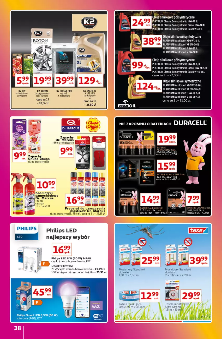 Gazetka promocyjna Auchan - Gazetka Znane Marki Lubiane Hipermarket Auchan - ważna 01.06 do 07.06.2023 - strona 38 - produkty: Bateria, Baterie alkaliczne, Diesel, Drzwi, Duracell, Gry, K2, LG, Olej, Philips, Preparat do czyszczenia, Ręcznik