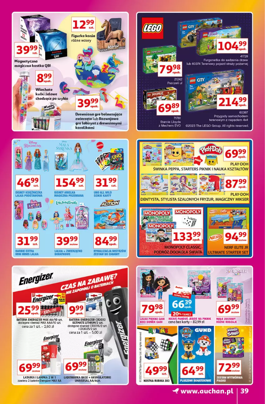 Gazetka promocyjna Auchan - Gazetka Znane Marki Lubiane Hipermarket Auchan - ważna 01.06 do 07.06.2023 - strona 39 - produkty: Bateria, Dentysta, Energizer, Gra, Inka, Latarka, LEGO, Loyd, Mikser, Monopoly, Nerf, Play-Doh, Pojazd, Ser, Szal, Tarka, Zwierzęta