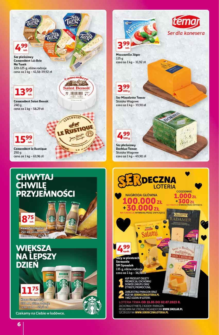 Gazetka promocyjna Auchan - Gazetka Znane Marki Lubiane Hipermarket Auchan - ważna 01.06 do 07.06.2023 - strona 6 - produkty: Brie, Camembert, Mimolette, Mozzarella, Radamer, Rust, Ser, Ser pleśniowy