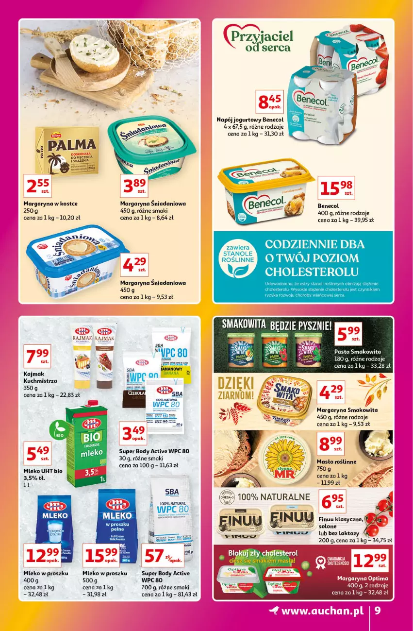 Gazetka promocyjna Auchan - Gazetka Znane Marki Lubiane Hipermarket Auchan - ważna 01.06 do 07.06.2023 - strona 9 - produkty: Benecol, Body, Danio, Fa, Gin, Jogurt, Margaryna, Masło, Mleko, Mleko w proszku, Napój, Napój jogurtowy, Palma, Ser, Smakowita