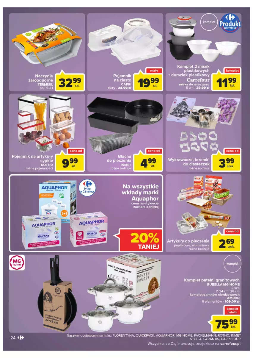 Gazetka promocyjna Carrefour - Gazetka Carrefour Targ świeżości - ważna 18.01 do 24.01.2022 - strona 24 - produkty: Aquaphor, Bell, Bella, Durszlak, Fa, Foremki, Gra, Miska, Papier, Piec, Pojemnik, Por