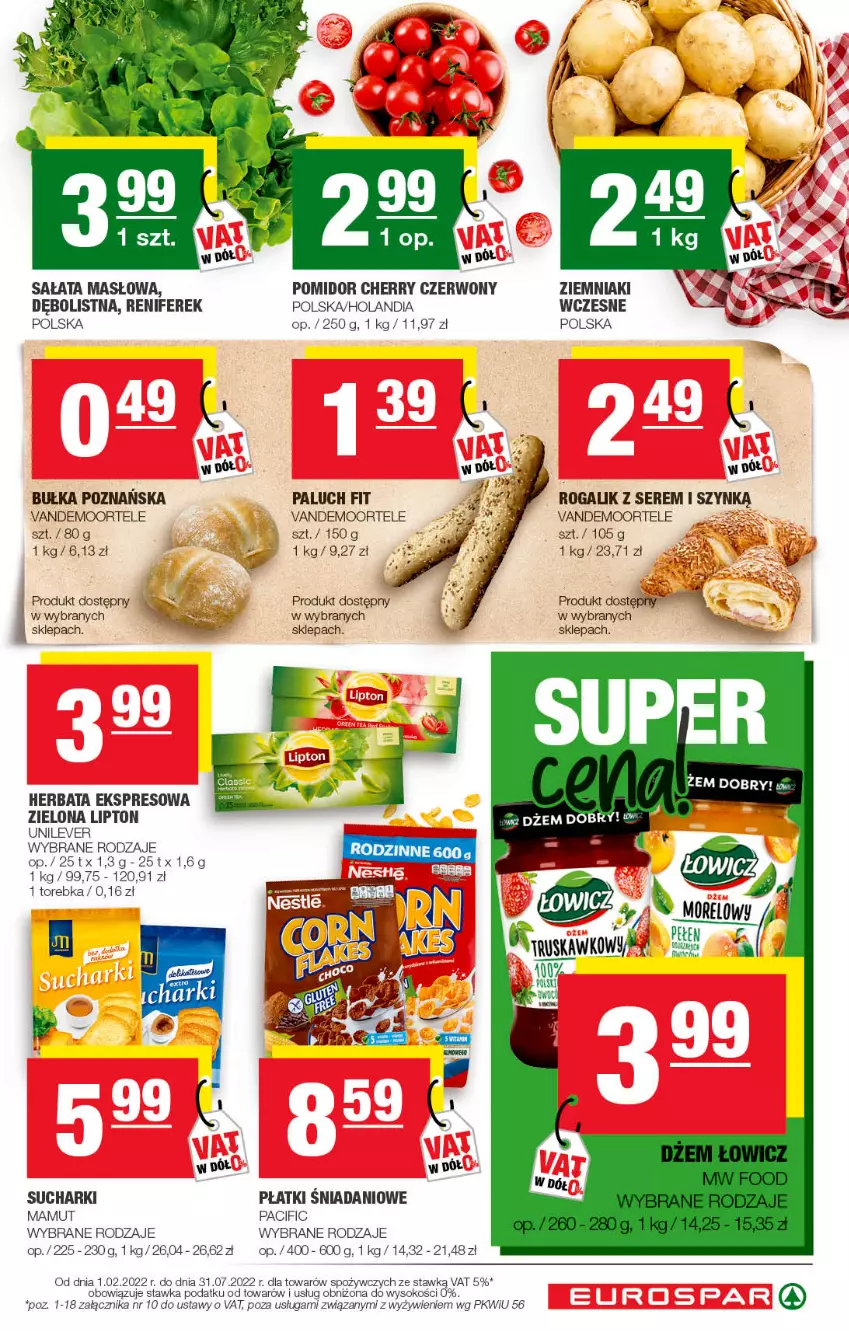 Gazetka promocyjna Spar - EuroSpar - ważna 12.06 do 22.06.2022 - strona 3 - produkty: Bułka, Cif, Danio, Herbata, Lipton, Masło, Renifer, Rogal, Sałat, Sałata masłowa, Ser, Sok, Torebka, Ziemniaki