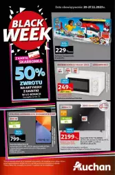 Gazetka promocyjna Auchan - Gazetka - ważna od 27.11 do 27.11.2023 - strona 1 - produkty: LED TV, Clin, Kosz, Kuchenka mikrofalowa, Grill, Fa