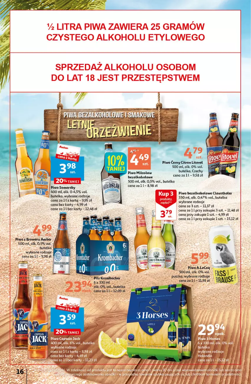 Gazetka promocyjna Auchan - Gazetka Sezon na orzeźwienie Hipermarket Auchan - ważna 15.06 do 21.06.2023 - strona 16 - produkty: Fa, Piwo, Somersby