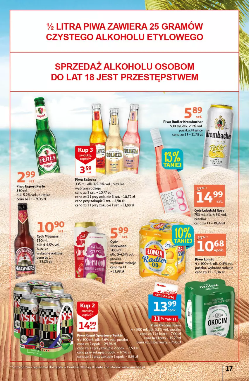 Gazetka promocyjna Auchan - Gazetka Sezon na orzeźwienie Hipermarket Auchan - ważna 15.06 do 21.06.2023 - strona 17 - produkty: Mus, Perła, Piwo, Por, Radler