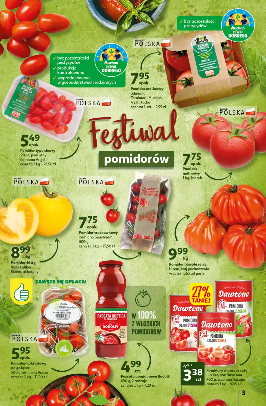 Gazetka promocyjna Auchan - Gazetka Sezon na orzeźwienie Hipermarket Auchan - ważna 15.06 do 21.06.2023 - strona 3 - produkty: Kosz, Odol, Pomidor malinowy, Pomidory, Por, Ser