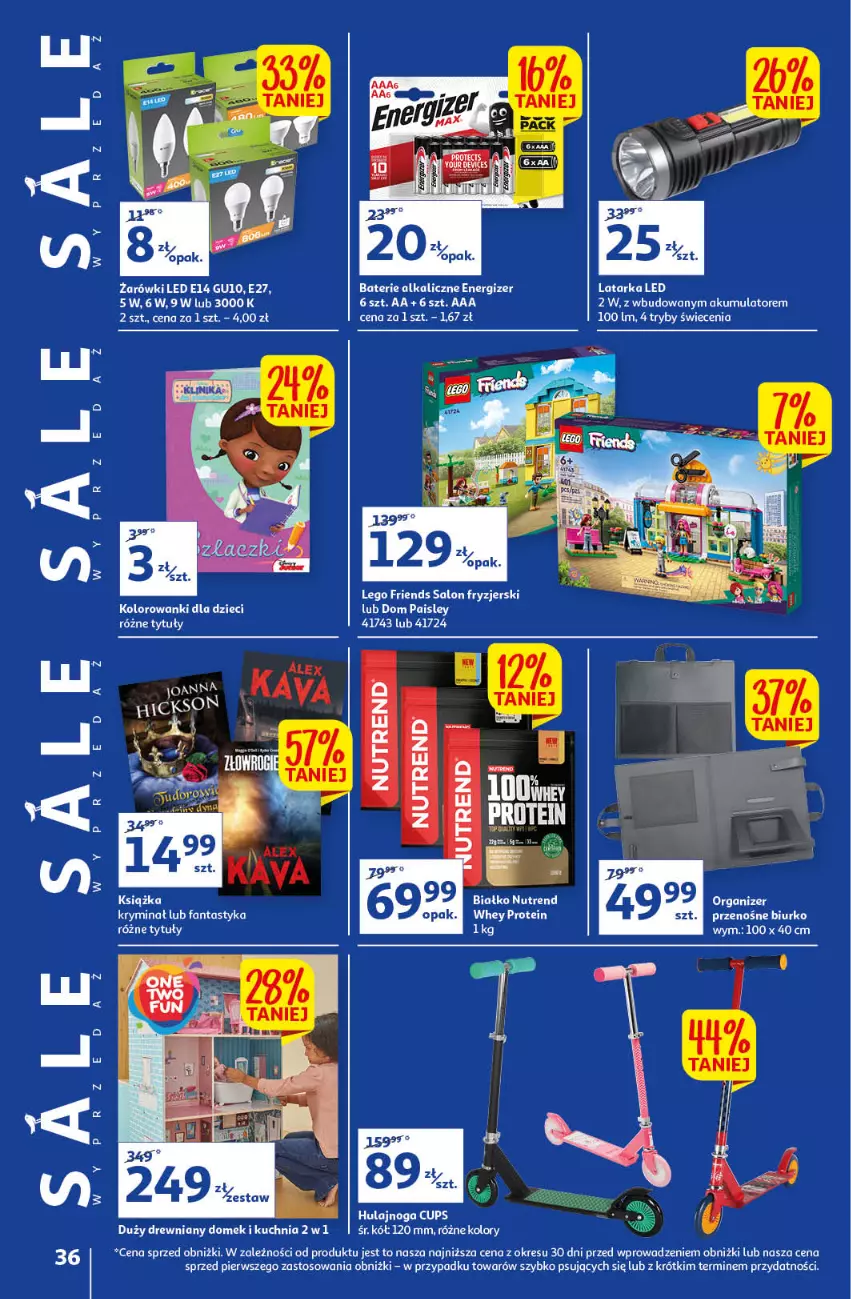 Gazetka promocyjna Auchan - Gazetka Sezon na orzeźwienie Hipermarket Auchan - ważna 15.06 do 21.06.2023 - strona 36 - produkty: Akumulator, Baterie alkaliczne, Energizer, Fa, Fanta, Hulajnoga, Książka, Kuchnia, Latarka, Latarka LED, LEGO, LEGO Friends, O nas, Tarka