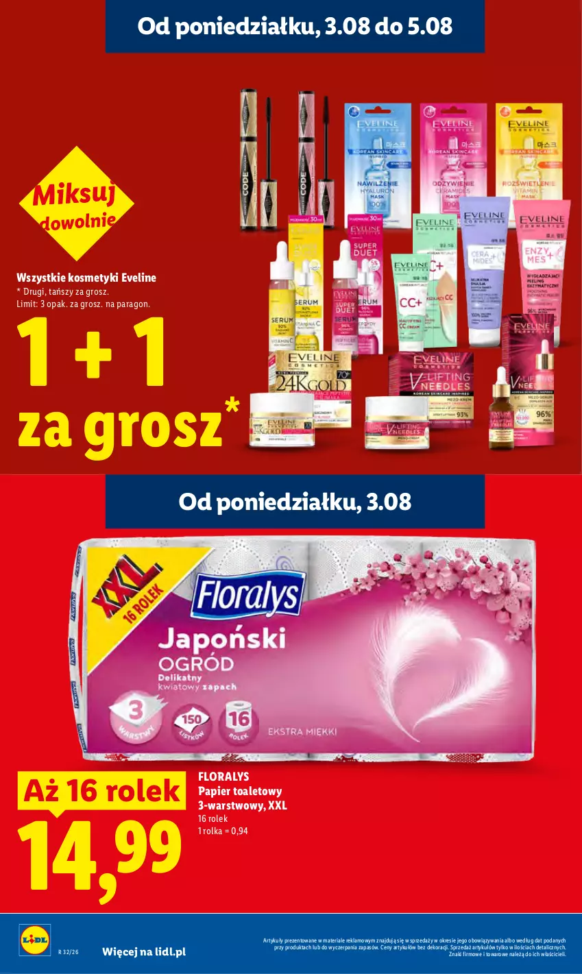 Gazetka promocyjna Lidl - Gazetka ważna od 3.08 do 5.08 - ważna 03.08 do 05.08.2026 - strona 24 - produkty: Eveline, Flora, Papier, Papier toaletowy