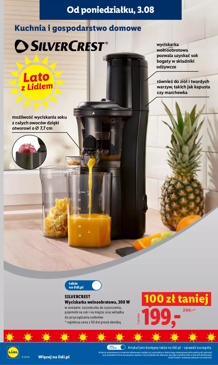 Gazetka promocyjna Lidl - Gazetka ważna od 3.08 do 5.08 - ważna 03.08 do 05.08.2026 - strona 34 - produkty: Kuchnia, Marchewka, Pojemnik, Silvercrest, Sok, Szczoteczka, Wyciskarka, Wyciskarka wolnoobrotowa