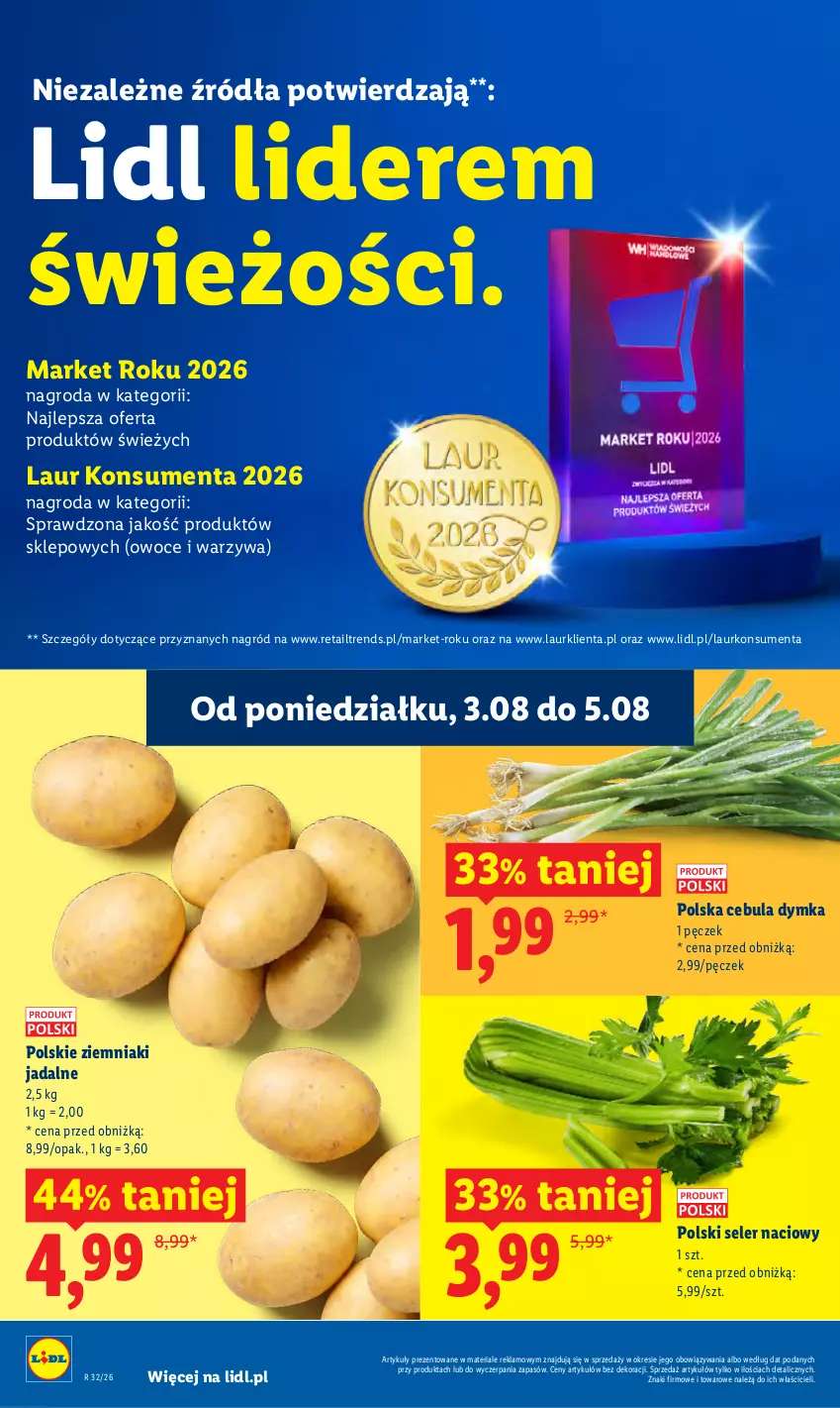 Gazetka promocyjna Lidl - Gazetka ważna od 3.08 do 5.08 - ważna 03.08 do 05.08.2026 - strona 38 - produkty: Cebula, Laur, Owoce, Seler naciowy, Warzywa, Ziemniaki