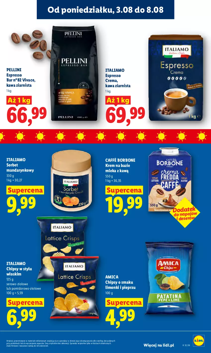 Gazetka promocyjna Lidl - Gazetka ważna od 3.08 do 5.08 - ważna 03.08 do 05.08.2026 - strona 59 - produkty: Amica, Chipsy, Deser, Kawa, Kawa ziarnista, Pieprz, Ser