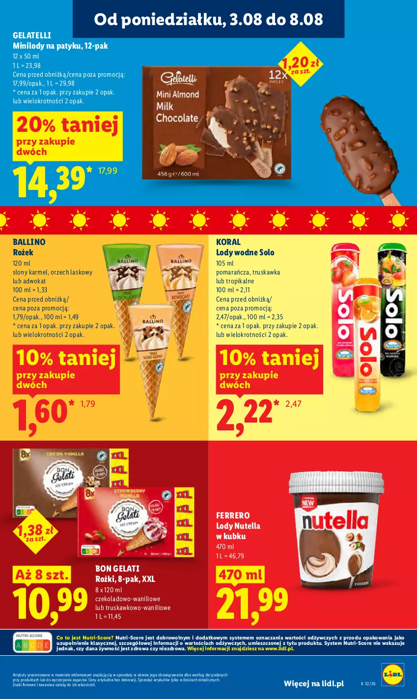 Gazetka promocyjna Lidl - Gazetka ważna od 3.08 do 5.08 - ważna 03.08 do 05.08.2026 - strona 73 - produkty: Ferrero, Lody, Nutella