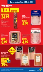 Gazetka promocyjna Lidl - Gazetka ważna od 3.08 do 5.08 - Gazetka - ważna od 05.08 do 05.08.2026 - strona 69 - produkty: Polędwica, Gra, Kiełbasa krakowska, Parówki, Szynka, PIKOK, Kiełbasa