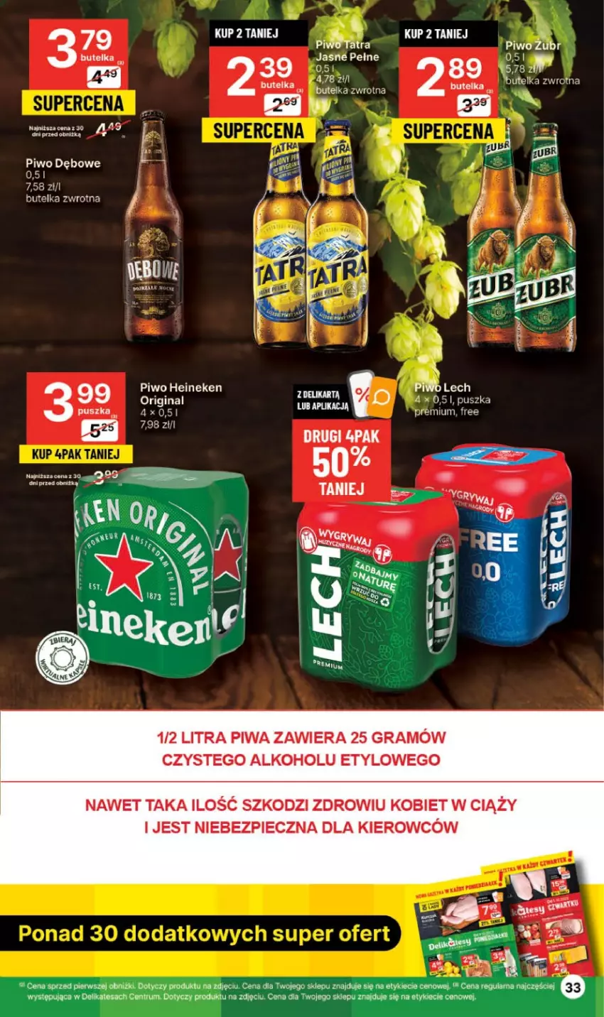 Gazetka promocyjna Delikatesy Centrum - Gazetka DC39 czw-sr - ważna 05.10 do 11.10.2023 - strona 33 - produkty: Gin, Gra, Heineken, Piec, Piwa, Piwo, Rum