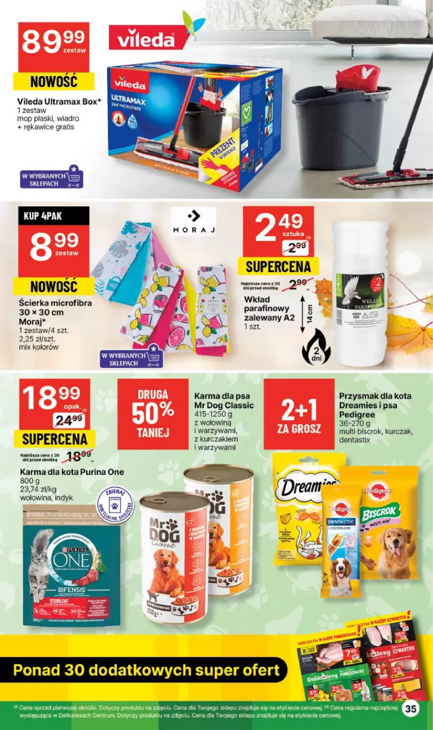 Gazetka promocyjna Delikatesy Centrum - Gazetka DC39 czw-sr - ważna 05.10 do 11.10.2023 - strona 35 - produkty: Gra, Kurczak, Mop, Pedigree, Przysmak dla kota, Pur, Purina, Rama, Rękawice, Rum, Vileda, Warzywa, Wiadro, Wołowina