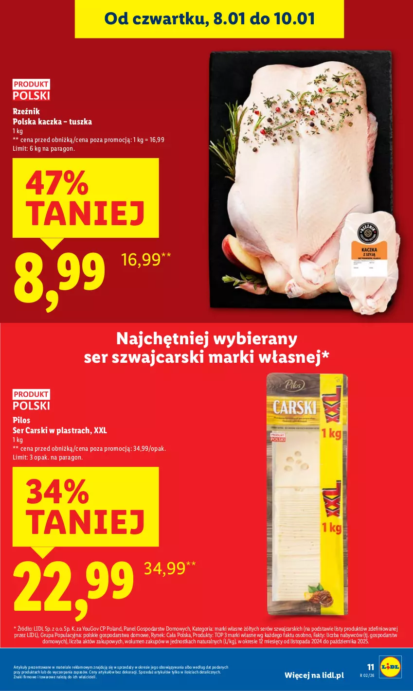 Gazetka promocyjna Lidl - GAZETKA - ważna 08.01 do 10.01.2026 - strona 11 - produkty: Cars, Fa, Kaczka, Pilos, Ser, Top, Tusz